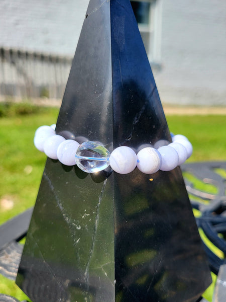 Blue Lace Agate Elastic Bracelet