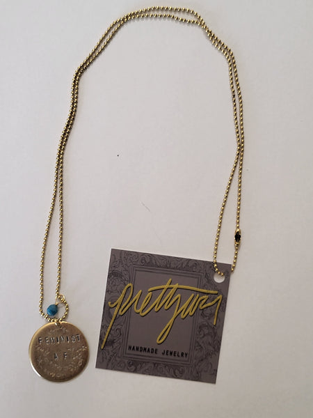 PrettyWar Feminist AF Necklace w/ Apatite