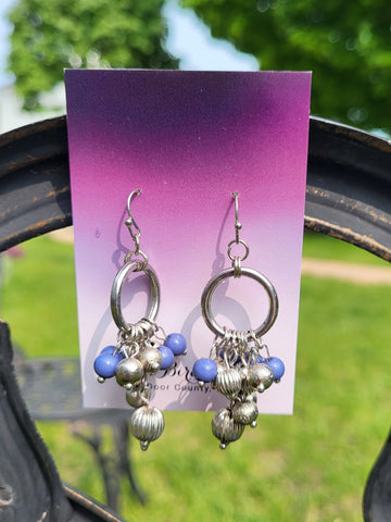 Blue Beads Hoop Earrings by Nikkie Howard