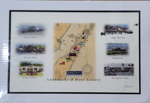 “Landmarks of Door County” - Printed Sketch (13x19”) by David Robillard #95