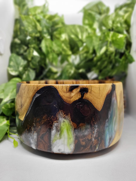 Aspen Blue, Green, & Silver Bowl by Ronald Bemmann