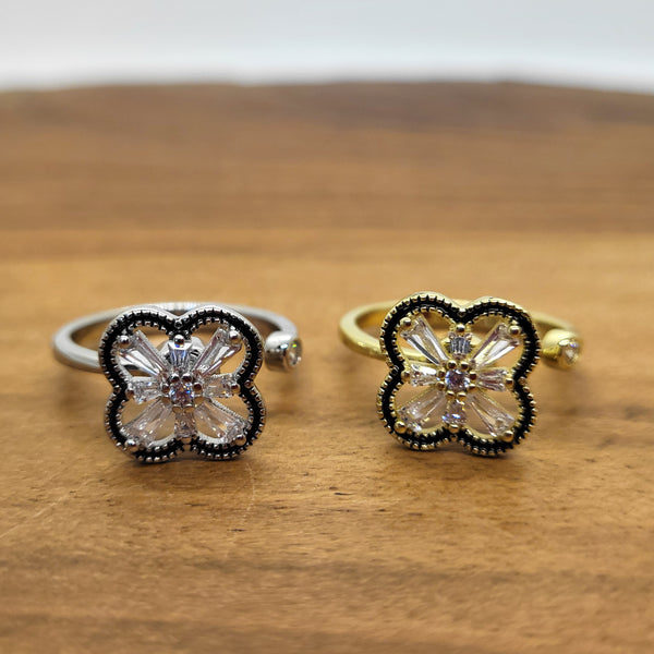 Four Leaf Clover Adjustable Fidget Spinner Ring
