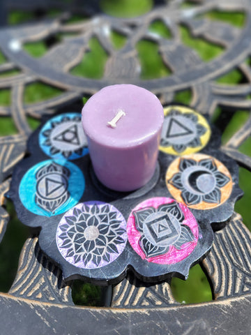 Soapstone 7 Chakra Candle Holder