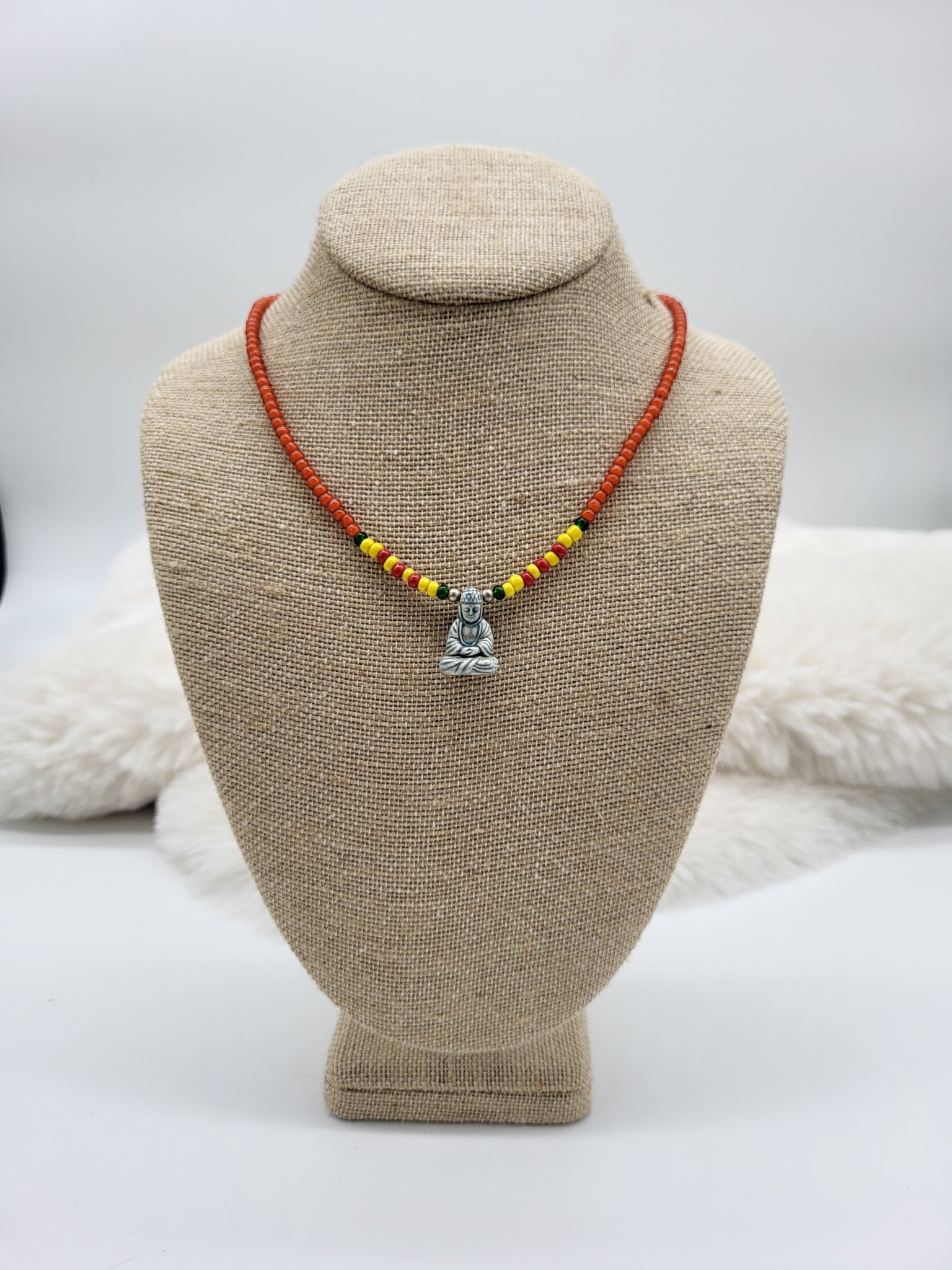 Buddha Pendant & Beaded 18" Necklace - Marcia Nickols
