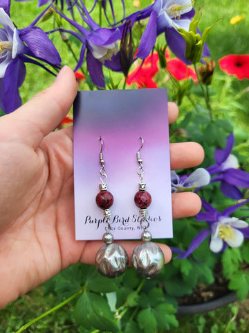Silver & Red Drop Earrings by Nikkie Howard
