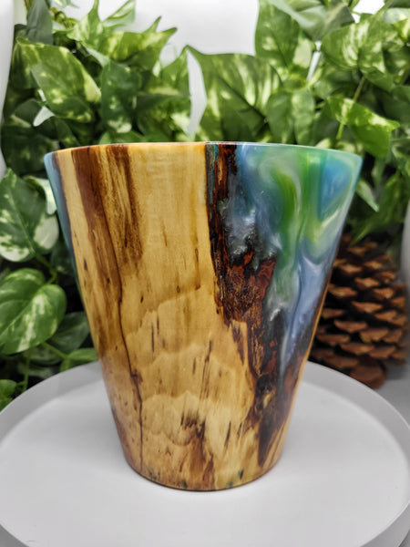 Pussy Willow & Blue Resin Vase by Ronald Bemmann