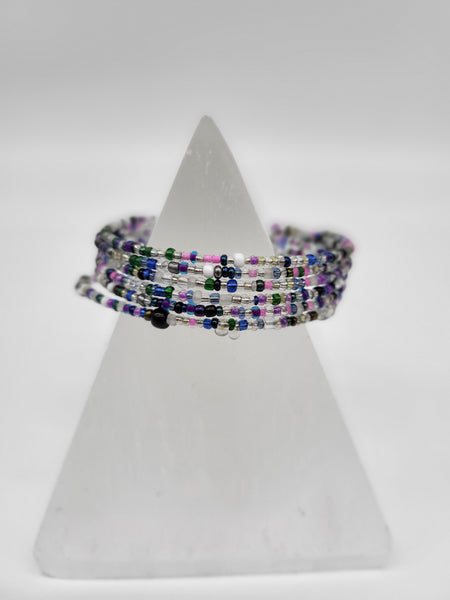 Illusion Bracelet Purple Confetti Seed Beads by Nikkie Howard