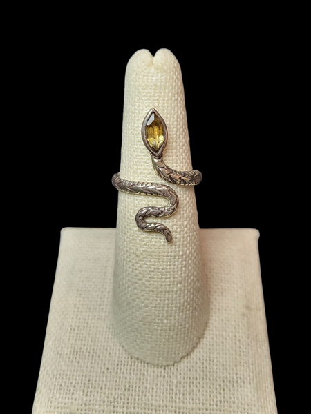 Marquise Cut Gemstone Snake Ring - Sterling Silver