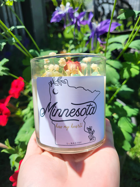 Lunastry Soy Wax & Crystal Candles- Minnesota