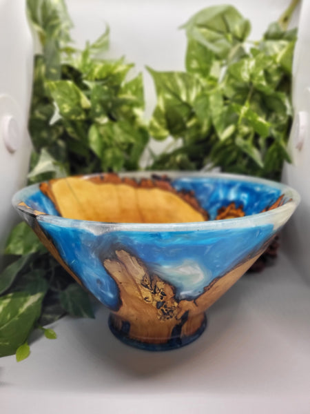 Pussy Willow Blue Resin Bowl by Ronald Bemmann