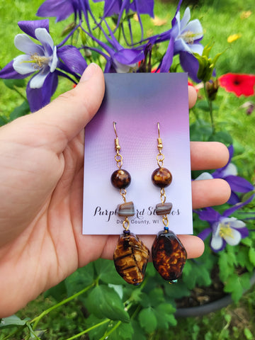 Brown Glass Recycled Earrings by Nikkie Howard