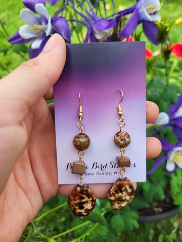 Brown Glass Recycled Earrings by Nikkie Howard