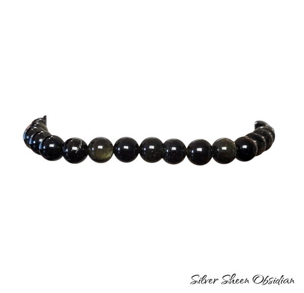 Silver Sheen Obsidian Elastic Bracelet