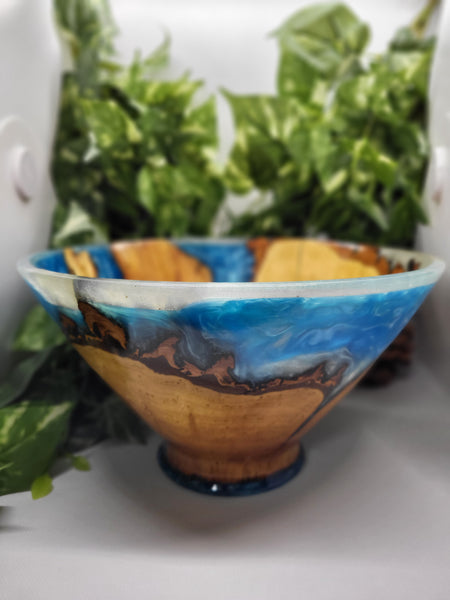 Pussy Willow Blue Resin Bowl by Ronald Bemmann