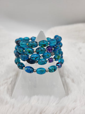 Illusion Bracelet Blue Glass Beads - by Nikkie Howard