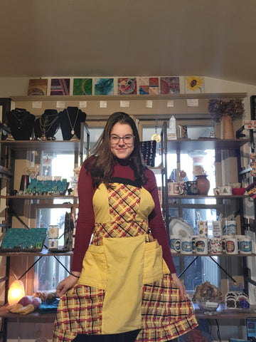 “Plaid Meets the 70's” - Full Apron by Mikaela Benner