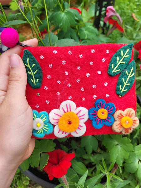 Felted Flower Coin Purse