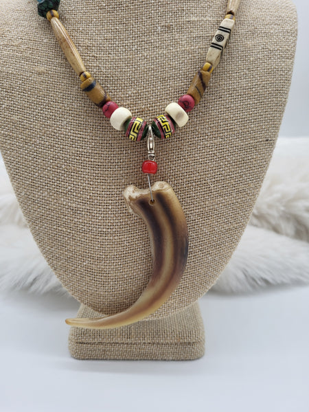 Eagle Talon Pendant & Beaded 18" Necklace - Marcia Nickols