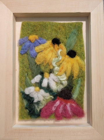 “Wild Flowers" - 5 x 7 Original Felt Painting by Nicole Herbst