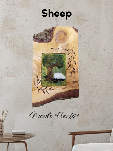"Sheep" - Felt & Wood Burning by Nicole Herbst (10"x18")