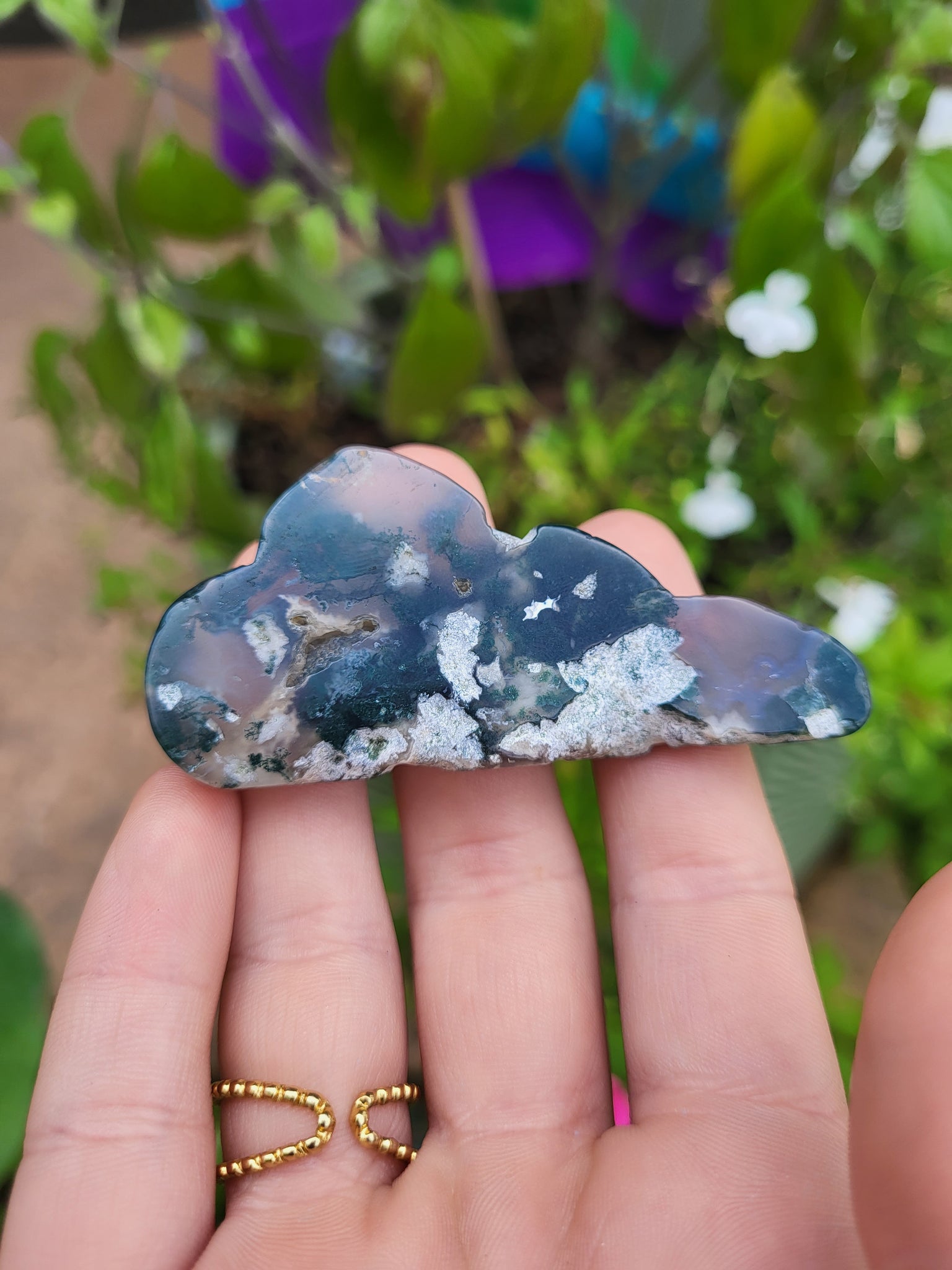 Crystal Cloud Carving - Moss Agate