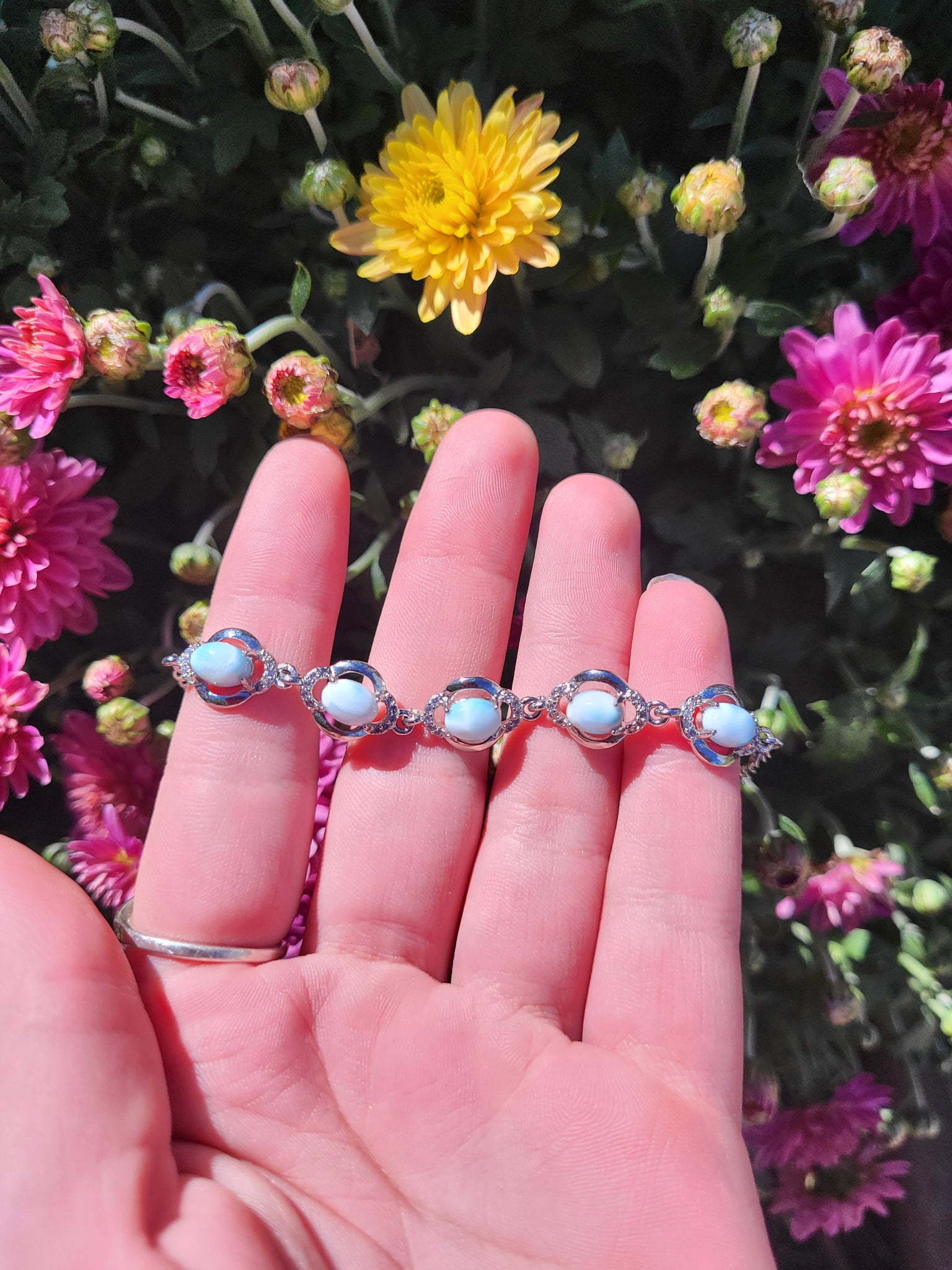 Larimar Sterling Chain Bracelet