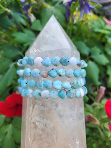 Larimar Heart Elastic Bracelet