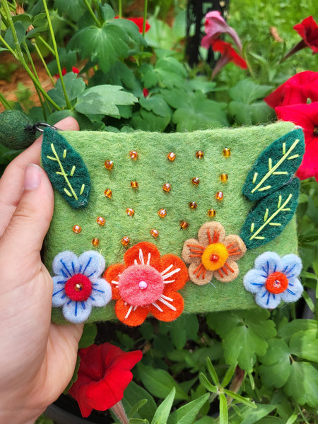 Felted Flower Coin Purse