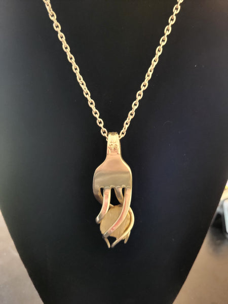 Cyclone Fork Necklace W/ Stone