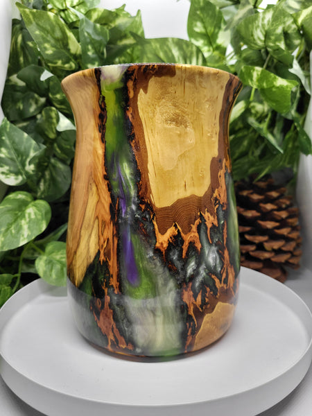 Pussy Willow Green & Purple Vase by Ronald Bemmann