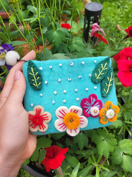 Felted Flower Coin Purse