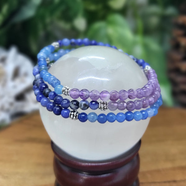 Anxiety Relief Elastic Bracelet - Amethyst, Blue Aventurine, & Sodalite