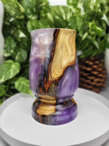 Pussy Willow & Purple Resin Vase by Ronald Bemmann