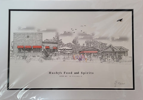 “Husby's Food and Spirits” - Printed Sketch (13x19”) by David Robillard #103