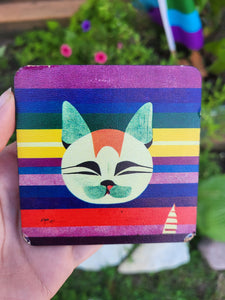 Pride Cat Magnet (Pride Background, Green Ears)
