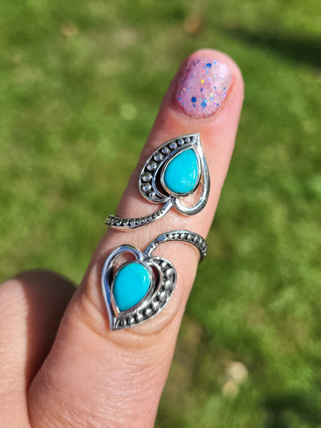 Turquoise Wrap Ring - Sterling Silver