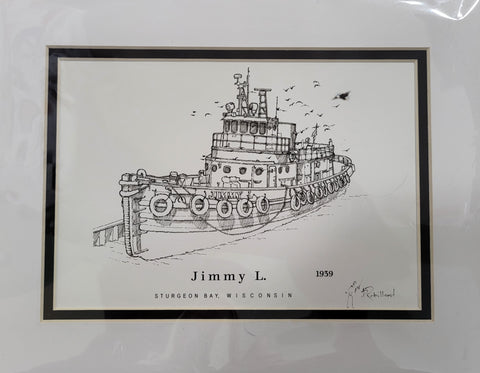 “Tug Jimmy L” - Printed Sketch (13"x19”) by David Robillard #91