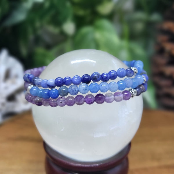 Anxiety Relief Elastic Bracelet - Amethyst, Blue Aventurine, & Sodalite