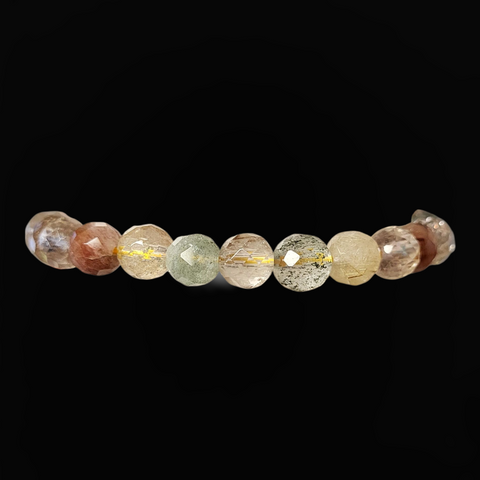 Rutilated Quartz and Golden Healer Elastic Bracelet