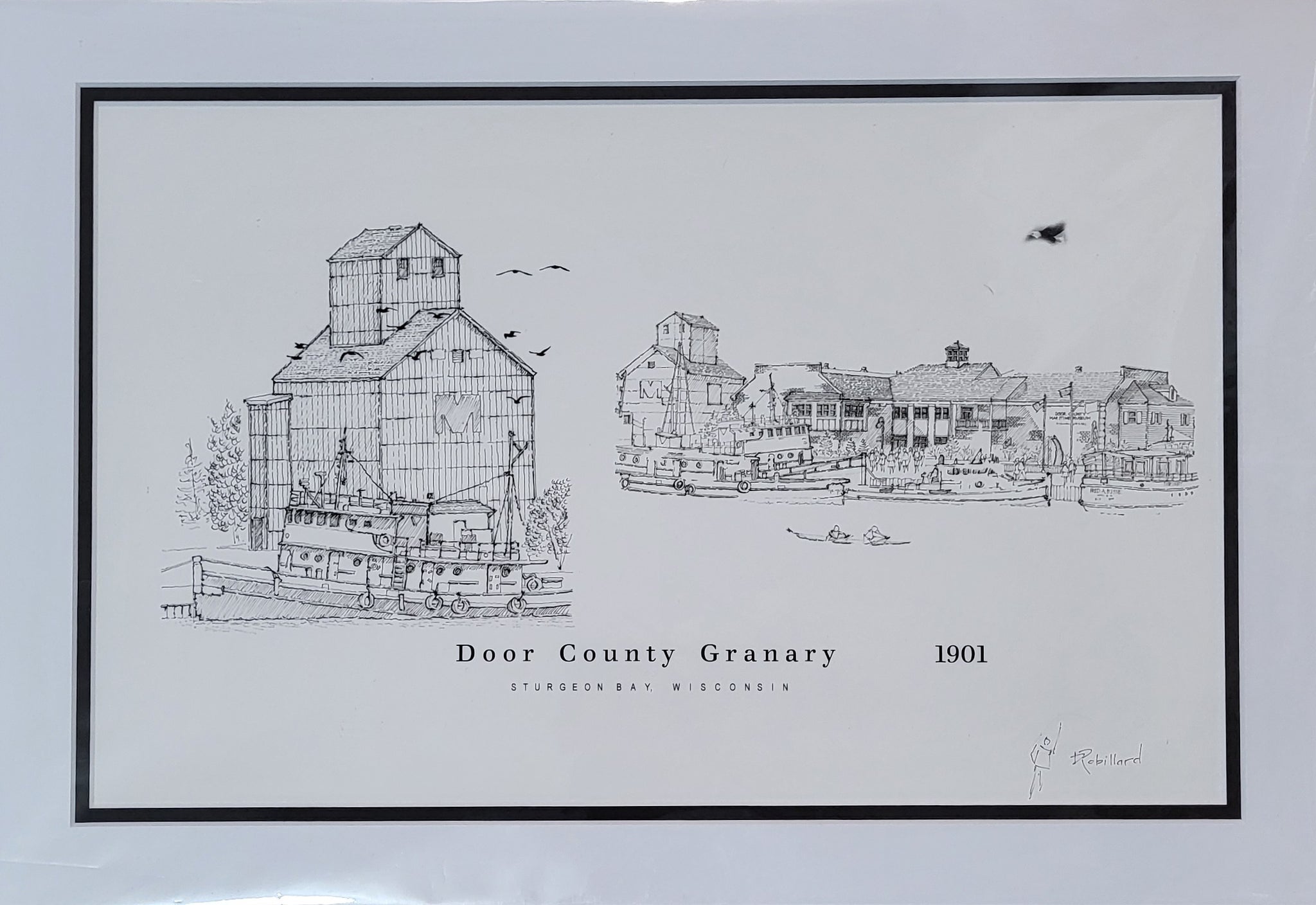 “Door County Granary” - Printed Sketch (13x19”) by David Robillard #85