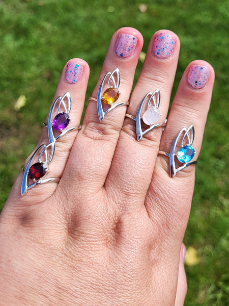 Abstract M Pattern Ring - Sterling Silver