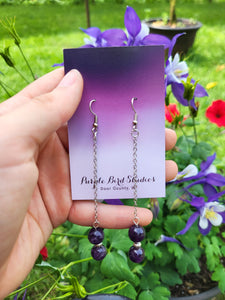2 Amethyst Chain Drop Earrings by Nikkie Howard