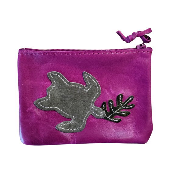 Leather Summer Pouch Turtle Appliqué