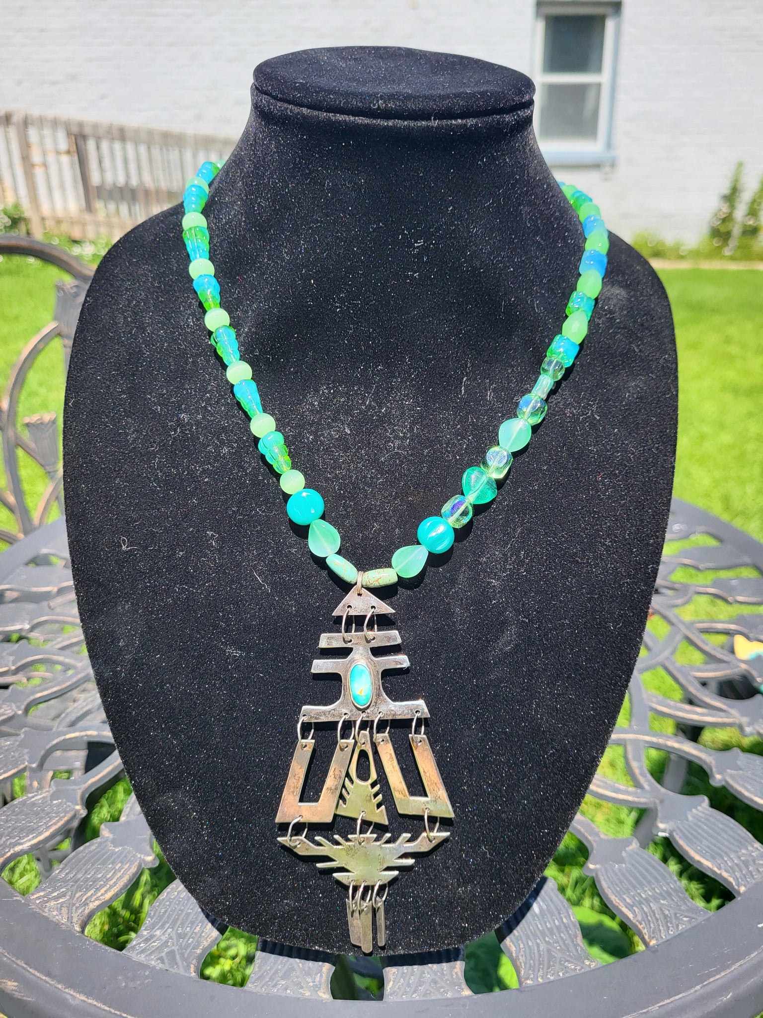 Beaded Necklace with Sterling Silver Pendant