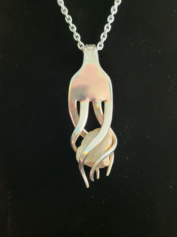 Cyclone Fork Necklace W/ Stone