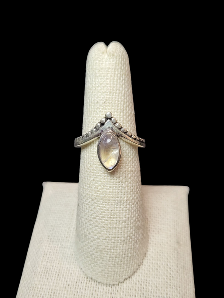 Marquise Cut Gemstone V Ring - Sterling Silver
