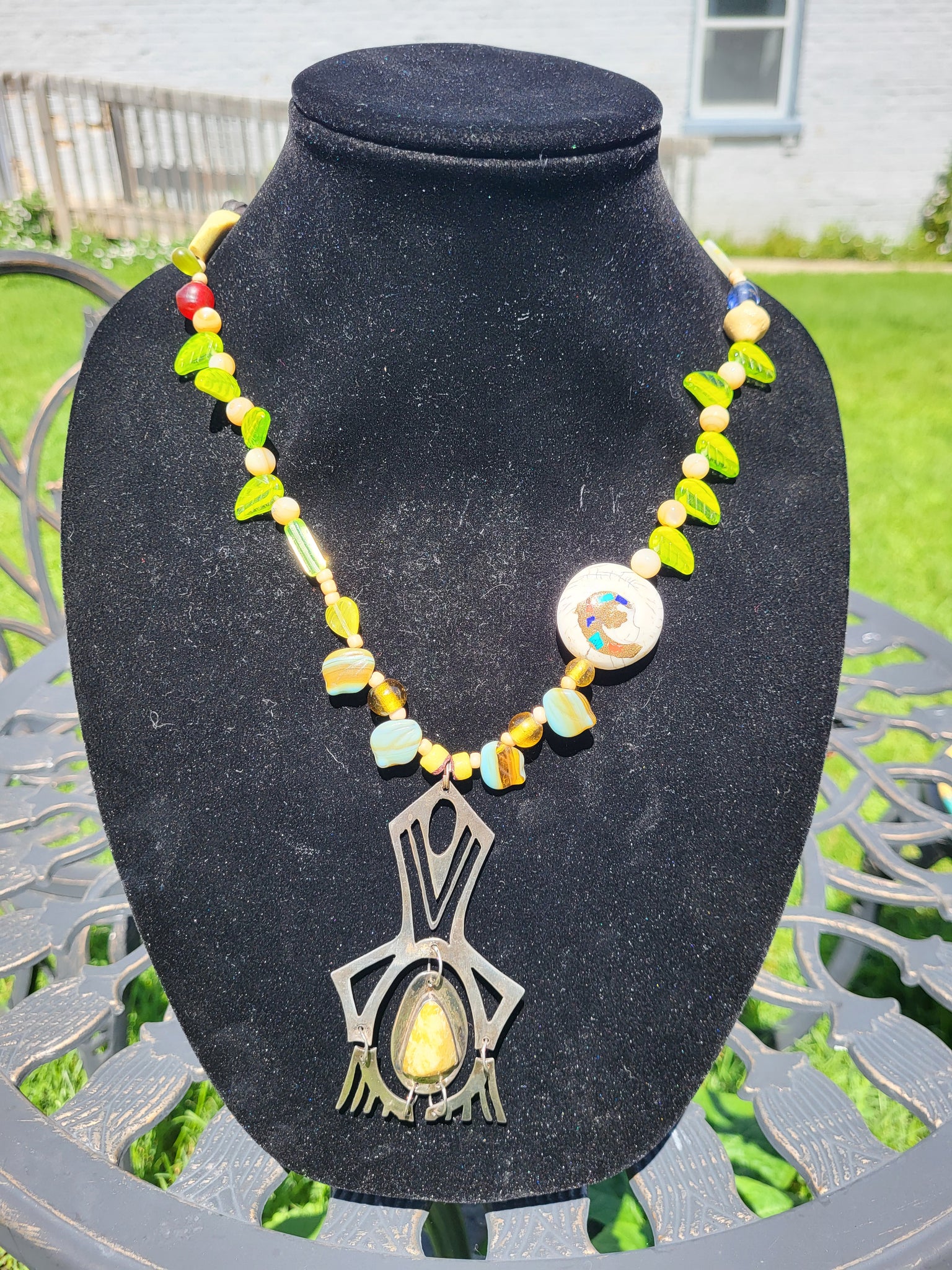 Beaded Necklace with Sterling Silver Pendant