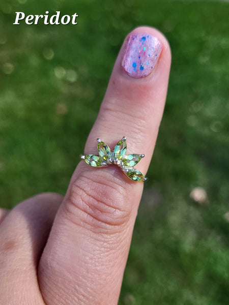 Marquise Cut Half Flower Ring - Sterling Silver