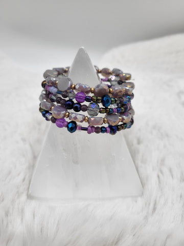 Illusion Bracelet Purple Glass Beads - by Nikkie Howard