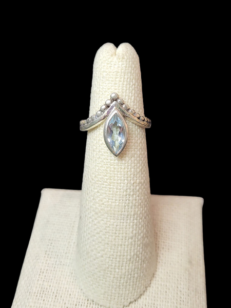 Marquise Cut Gemstone V Ring - Sterling Silver